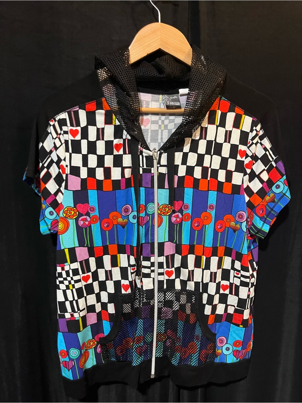 Dolcezza Pattern-Block Zip-Up Hoodie Jacket - Bold Geometric & Floral Art - Picture 5 of 9